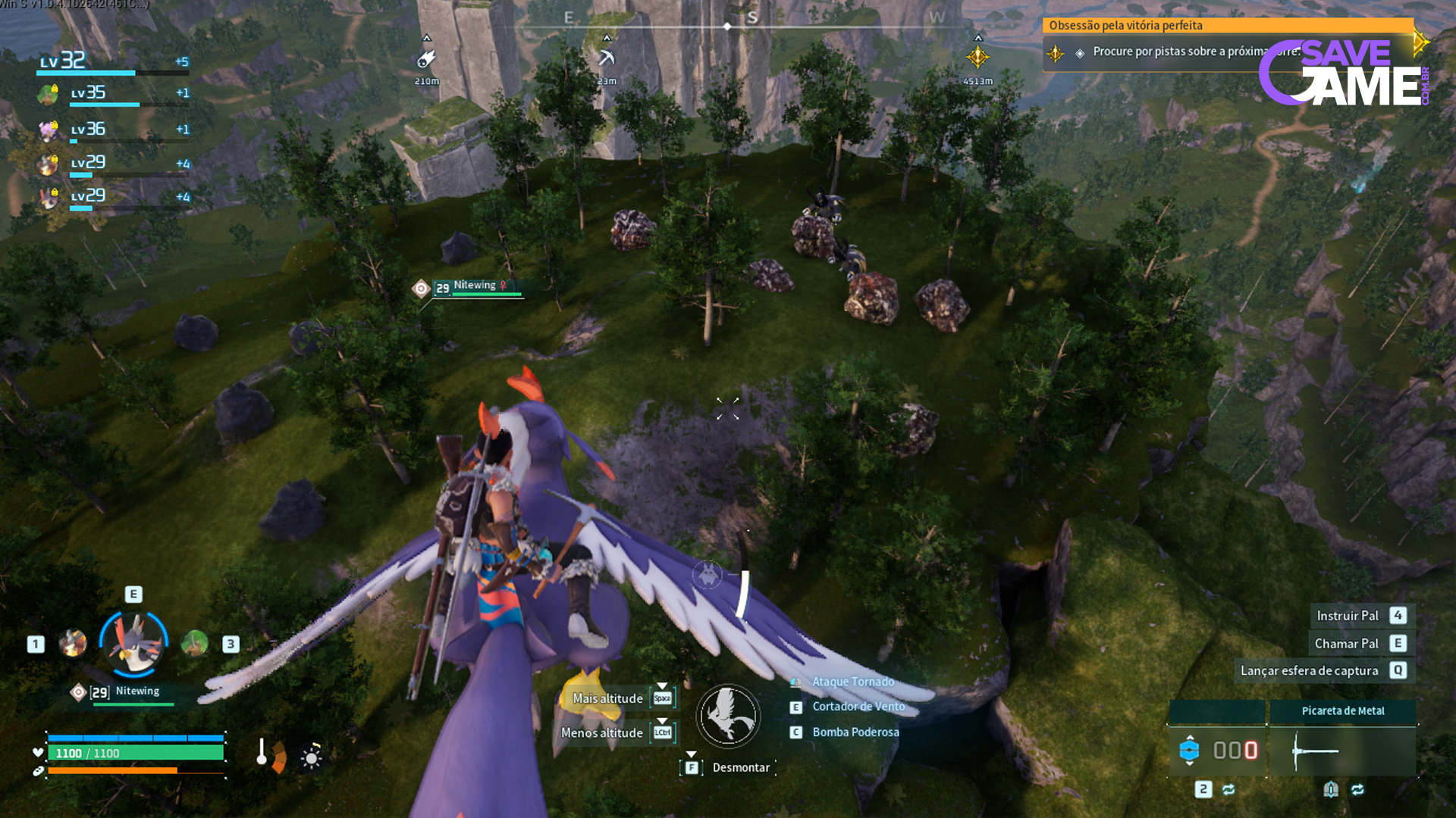 Base na Montanha com 8 pedras de metal e 6 de carvão no Palworld