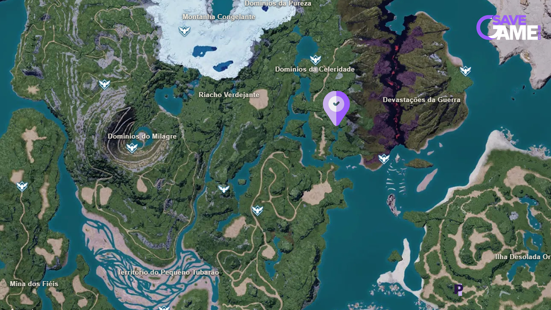 Localização da Área do Lago com metal e carvão no Palworld