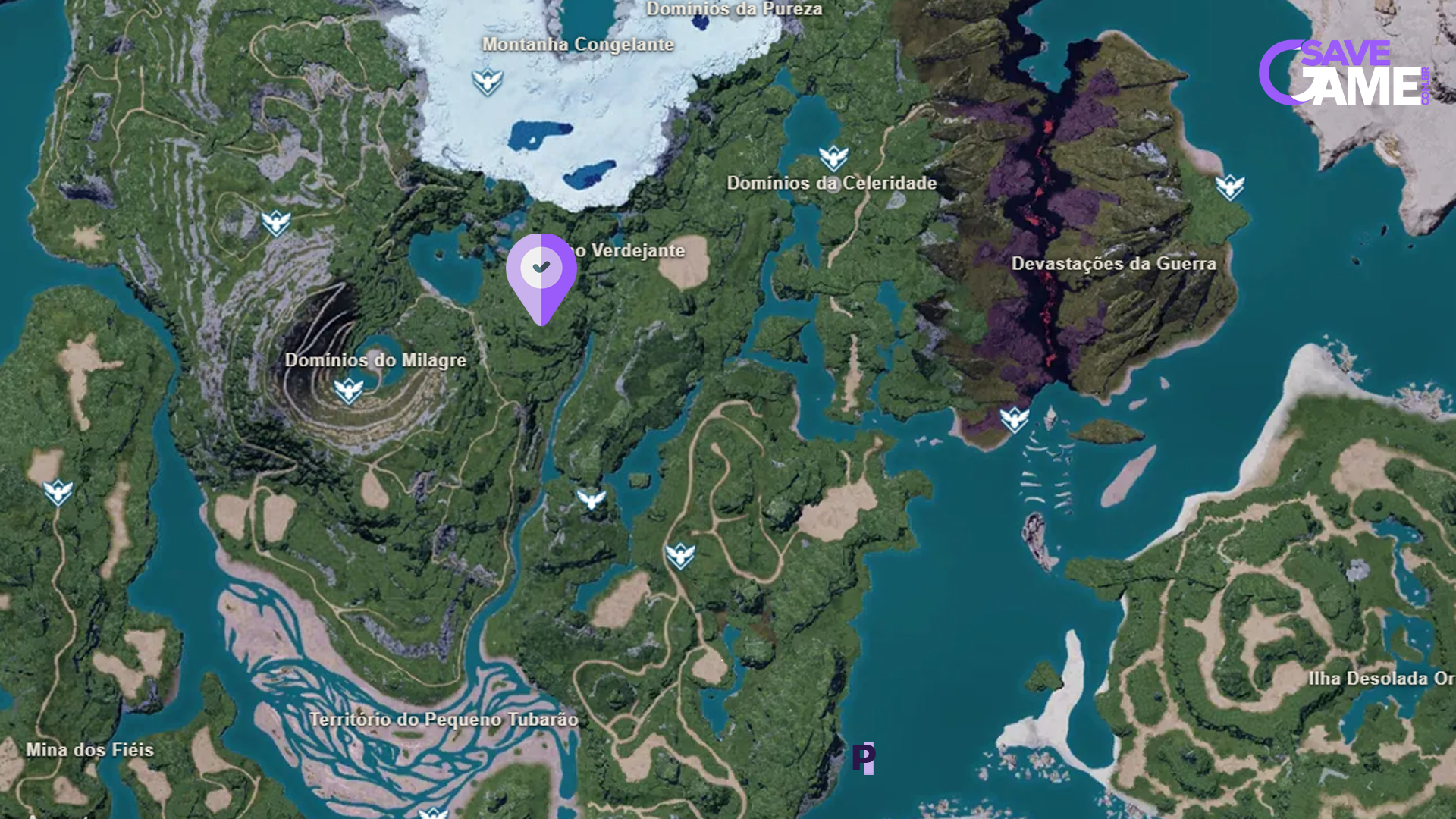 Localização da base com 8 pedras de metal e 6 de carvão no Palworld
